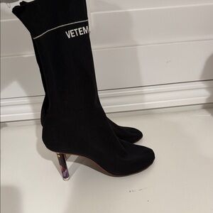 Vetements Black Heeled Boots with Transparent Heel